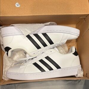 Adidas Grand Court White and Black Sneakers new in box